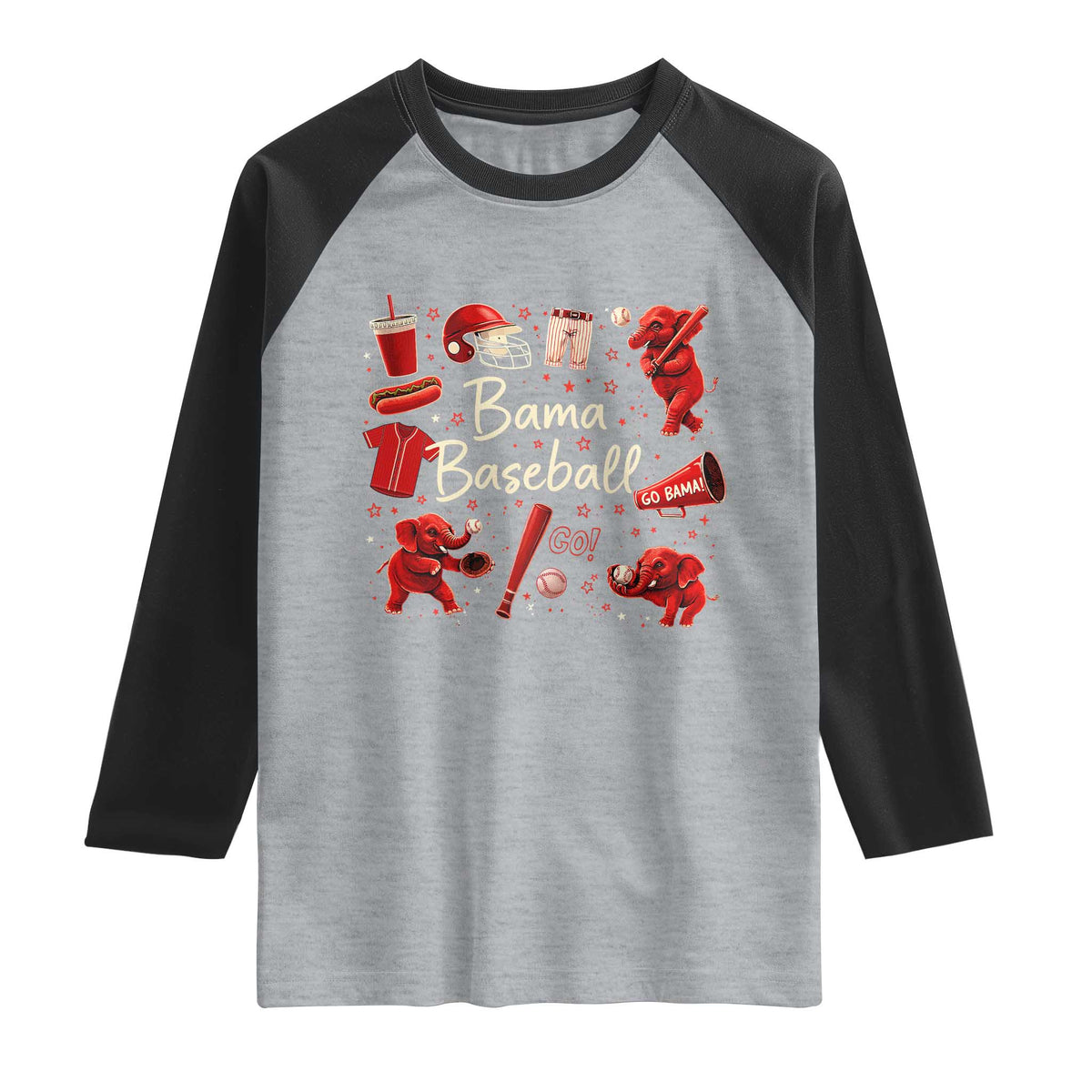 Alabama Baseball Raglan Shirt Cute Trendy Bama Fan Game Day Doodle