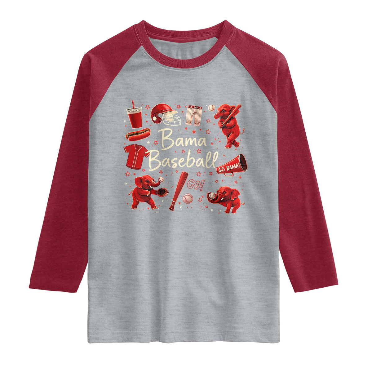 Alabama Baseball Raglan Shirt Cute Trendy Bama Fan Game Day Doodle