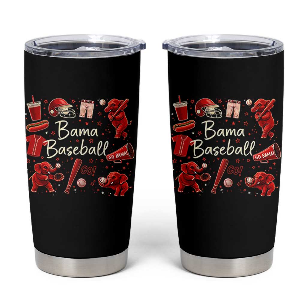 Alabama Baseball Tumbler Cup Cute Trendy Bama Fan Game Day Doodle