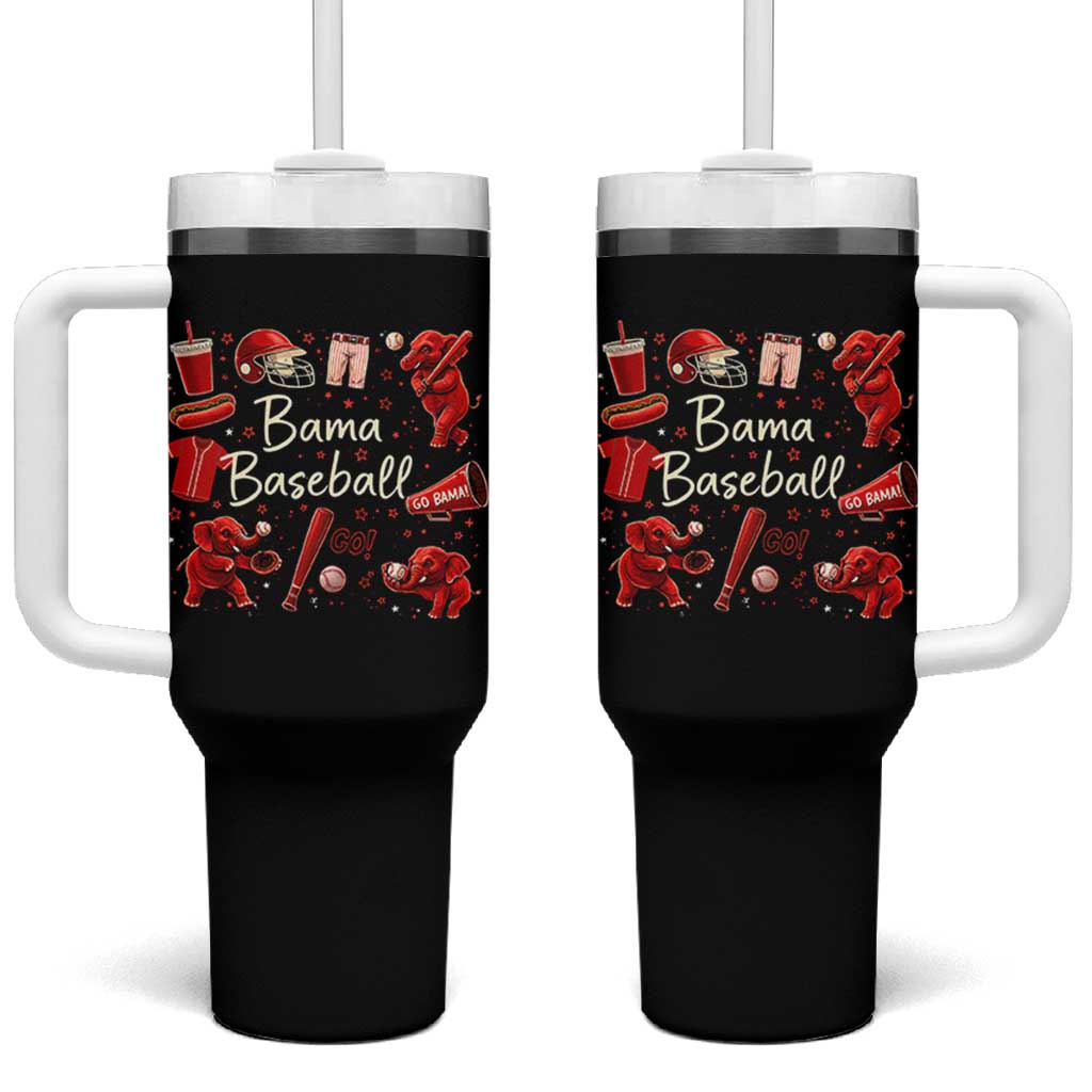 Alabama Baseball Tumbler With Handle Cute Trendy Bama Fan Game Day Doodle