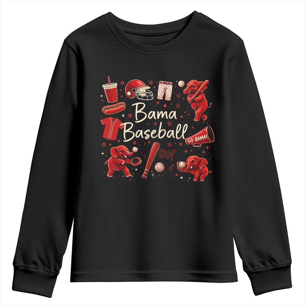 Alabama Baseball Youth Sweatshirt Cute Trendy Bama Fan Game Day Doodle