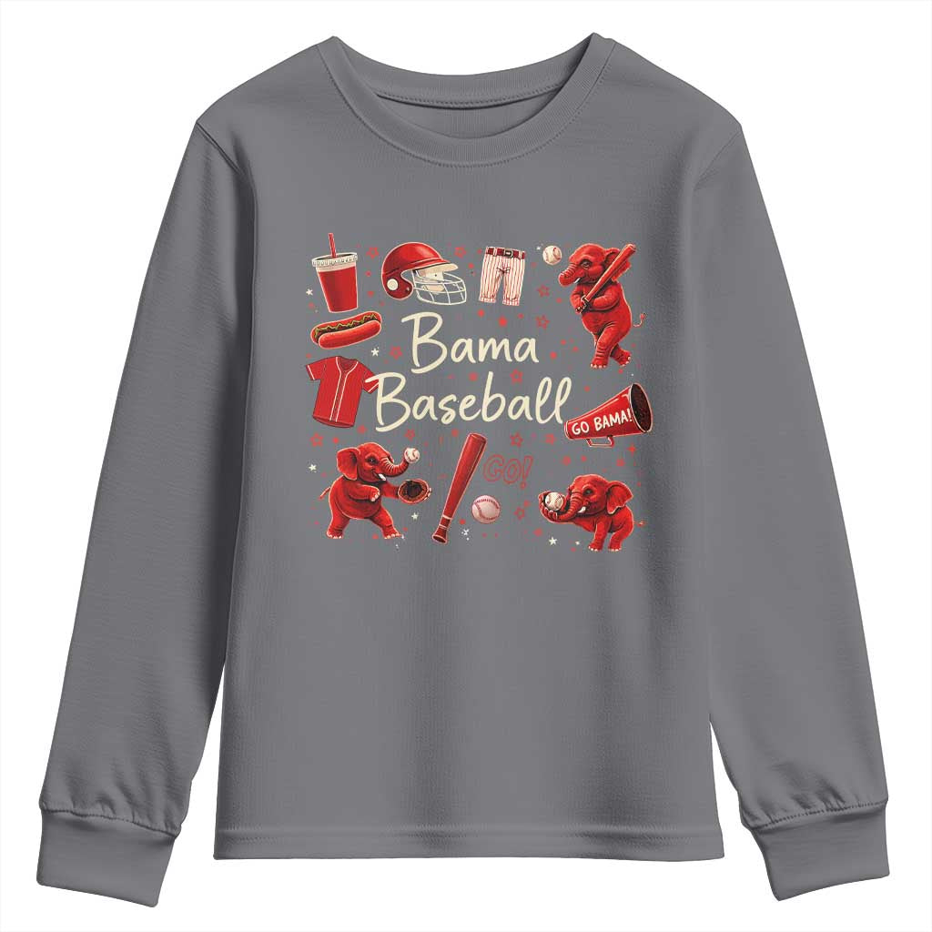 Alabama Baseball Youth Sweatshirt Cute Trendy Bama Fan Game Day Doodle