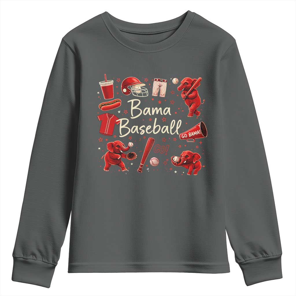 Alabama Baseball Youth Sweatshirt Cute Trendy Bama Fan Game Day Doodle