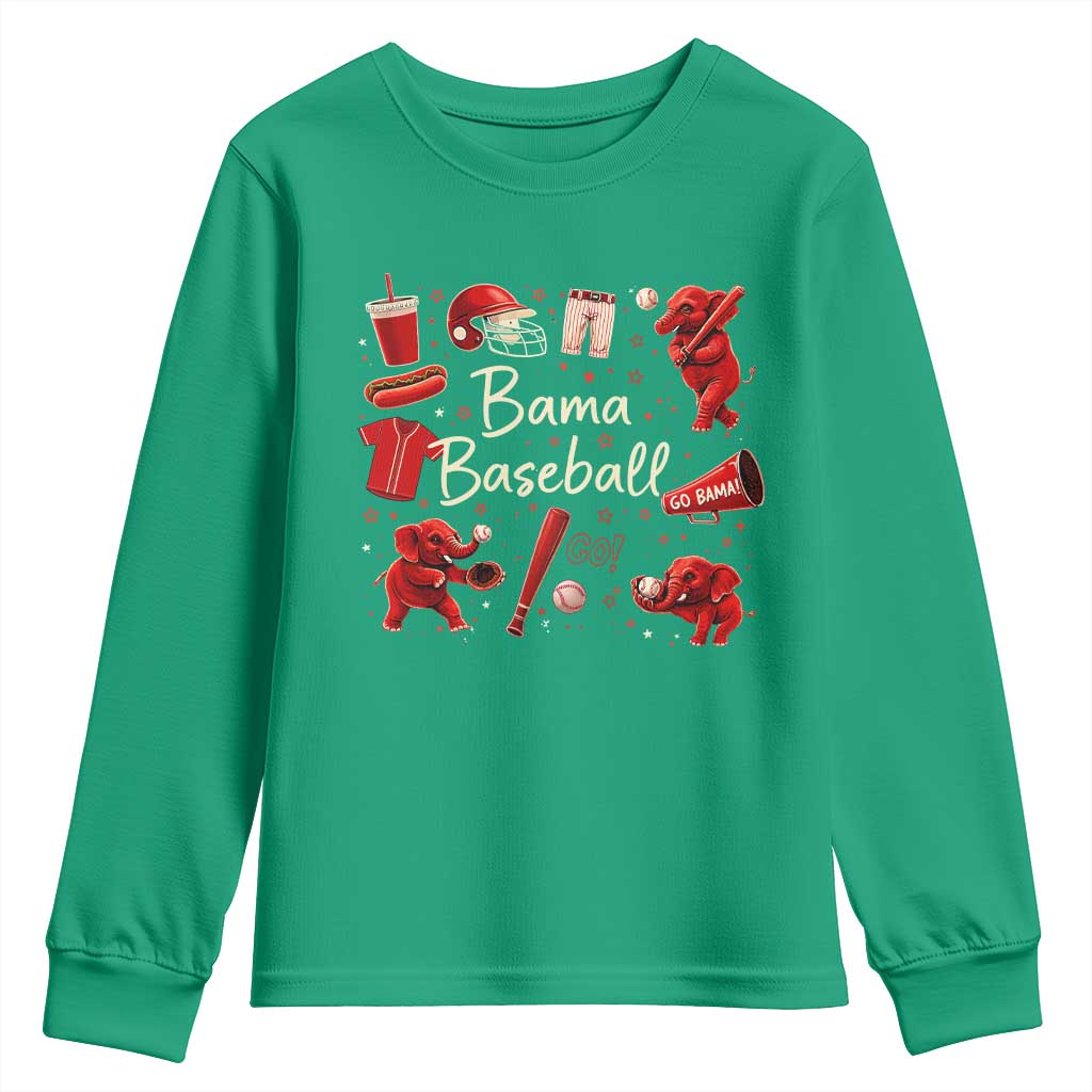 Alabama Baseball Youth Sweatshirt Cute Trendy Bama Fan Game Day Doodle
