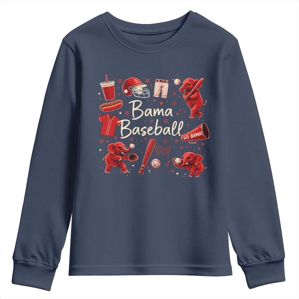 Alabama Baseball Youth Sweatshirt Cute Trendy Bama Fan Game Day Doodle