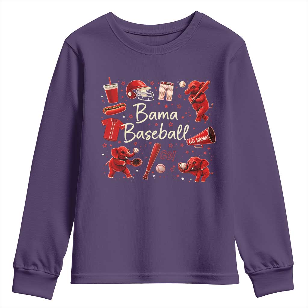 Alabama Baseball Youth Sweatshirt Cute Trendy Bama Fan Game Day Doodle