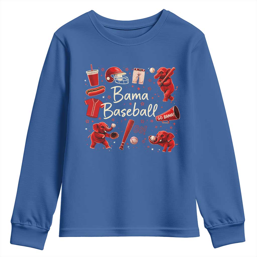 Alabama Baseball Youth Sweatshirt Cute Trendy Bama Fan Game Day Doodle