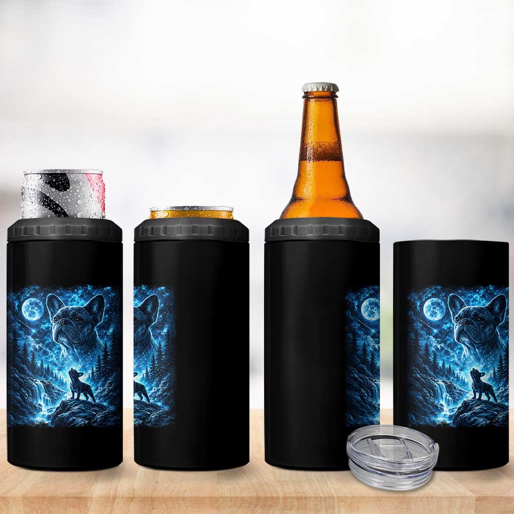 French Bulldog Howling To The Moon 4 in 1 Can Cooler Tumbler Vintage Graphic Dog Lovers Silly Frenchy Bulldog Mom