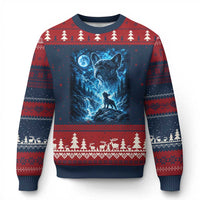French Bulldog Howling To The Moon Ugly Christmas Sweater Vintage Graphic Dog Lovers Silly Frenchy Bulldog Mom