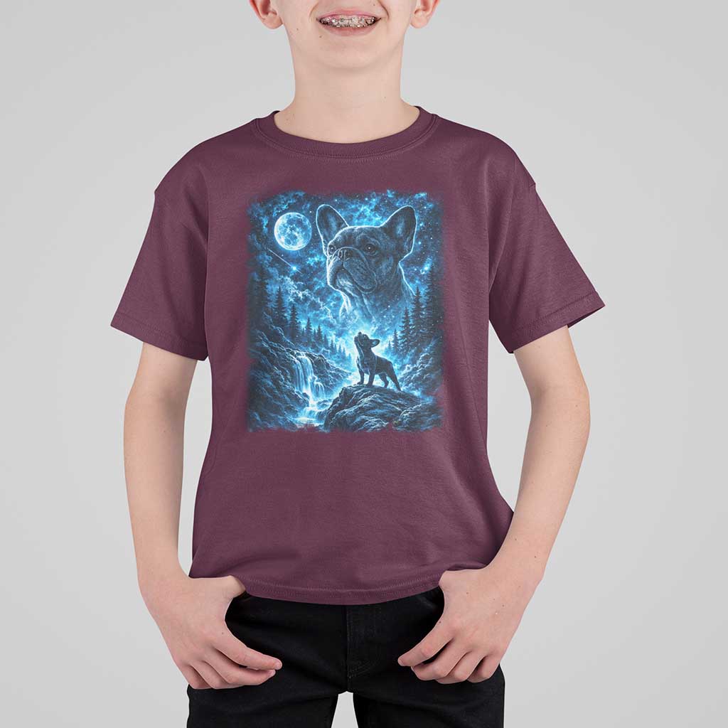 French Bulldog Howling To The Moon T Shirt For Kid Vintage Graphic Dog Lovers Silly Frenchy Bulldog Mom