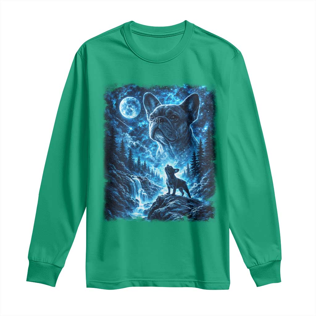French Bulldog Howling To The Moon Long Sleeve Shirt Vintage Graphic Dog Lovers Silly Frenchy Bulldog Mom