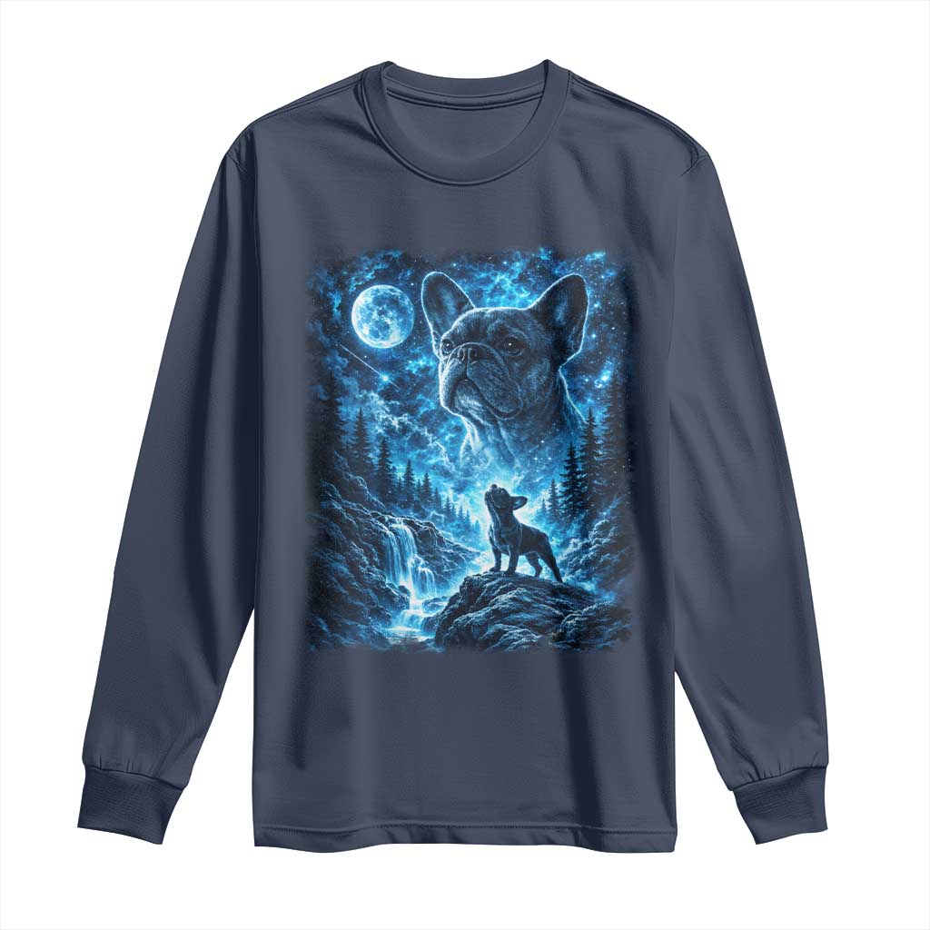 French Bulldog Howling To The Moon Long Sleeve Shirt Vintage Graphic Dog Lovers Silly Frenchy Bulldog Mom