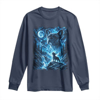 French Bulldog Howling To The Moon Long Sleeve Shirt Vintage Graphic Dog Lovers Silly Frenchy Bulldog Mom