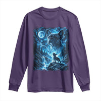 French Bulldog Howling To The Moon Long Sleeve Shirt Vintage Graphic Dog Lovers Silly Frenchy Bulldog Mom