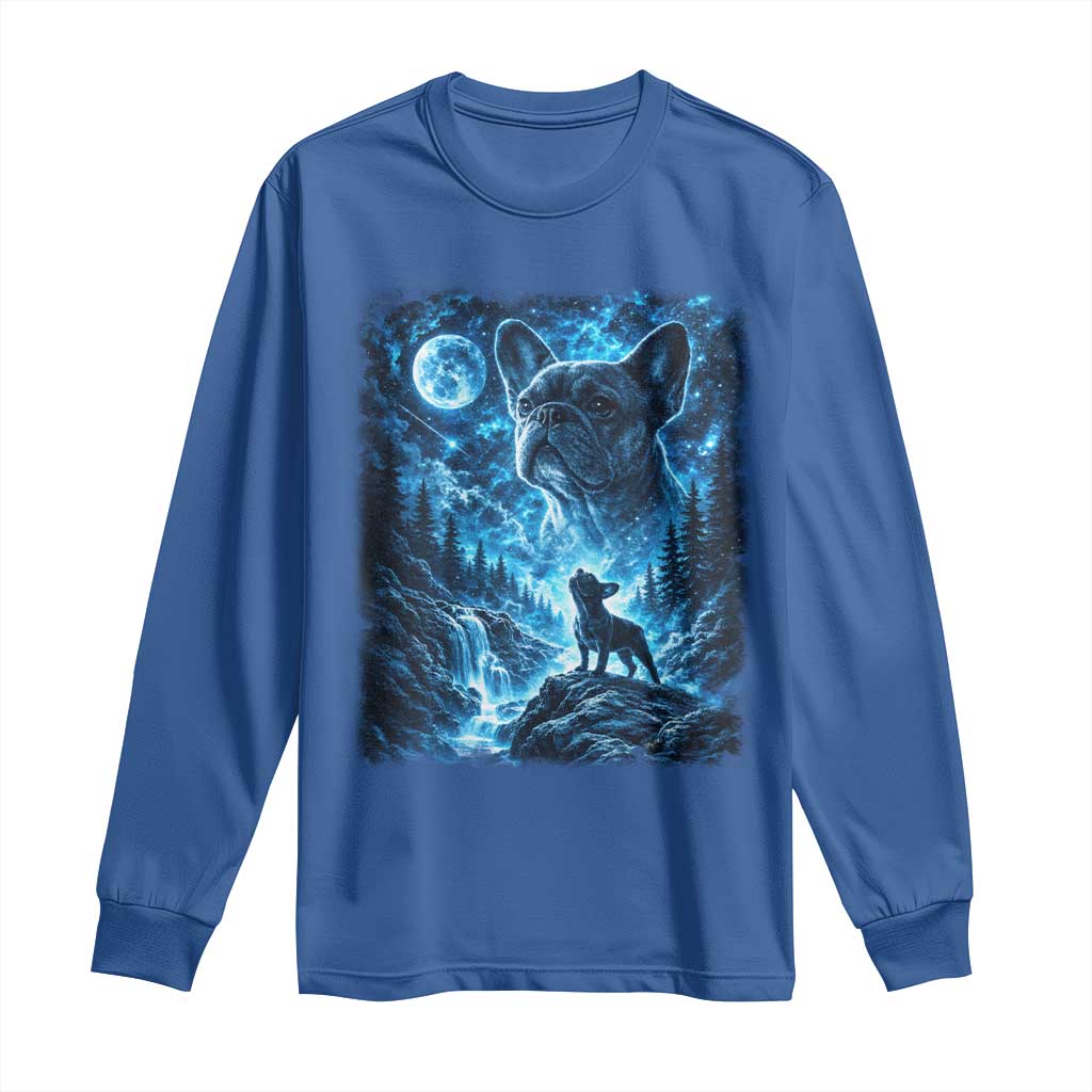 French Bulldog Howling To The Moon Long Sleeve Shirt Vintage Graphic Dog Lovers Silly Frenchy Bulldog Mom