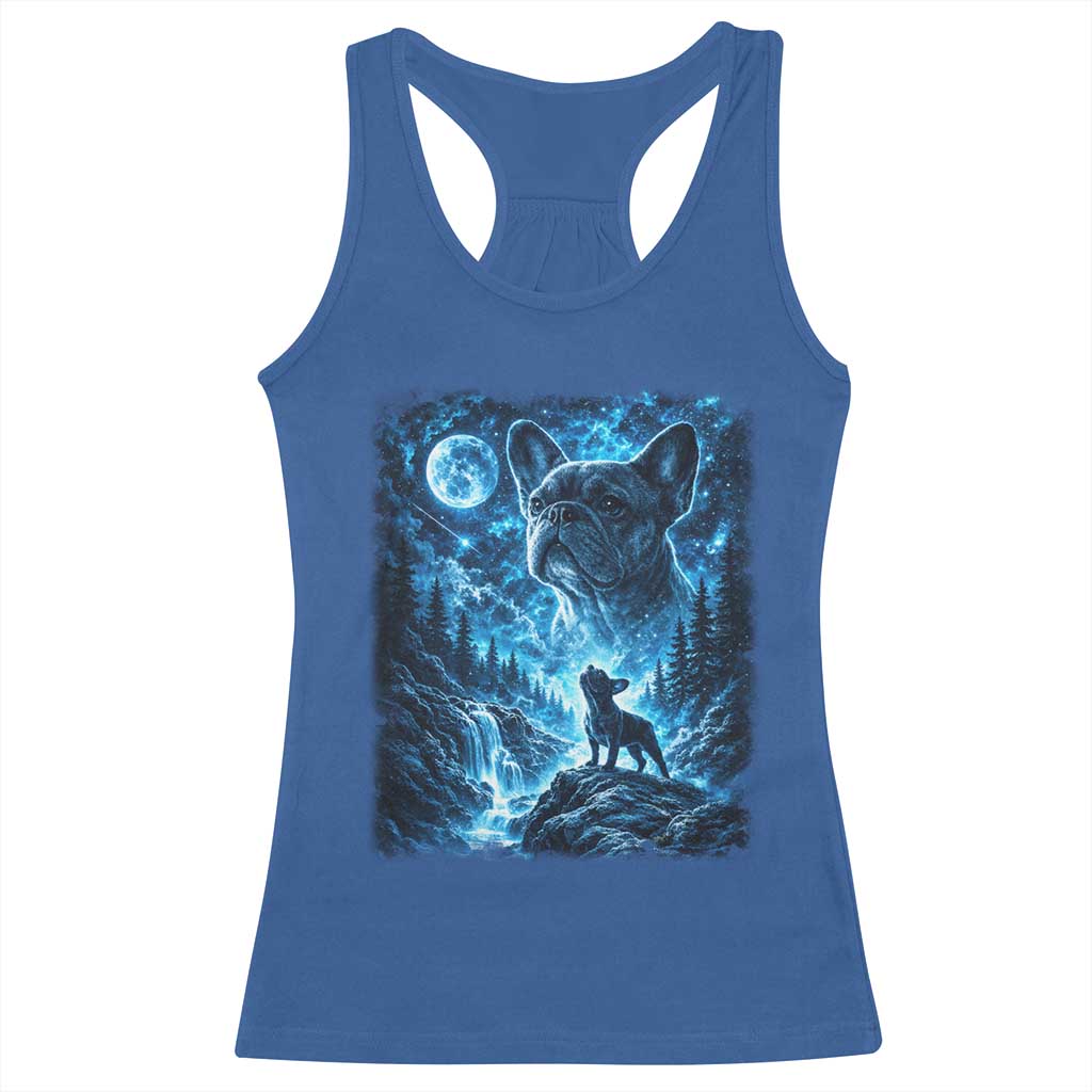 French Bulldog Howling To The Moon Racerback Tank Top Vintage Graphic Dog Lovers Silly Frenchy Bulldog Mom