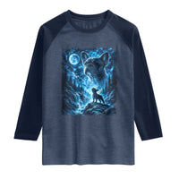 French Bulldog Howling To The Moon Raglan Shirt Vintage Graphic Dog Lovers Silly Frenchy Bulldog Mom