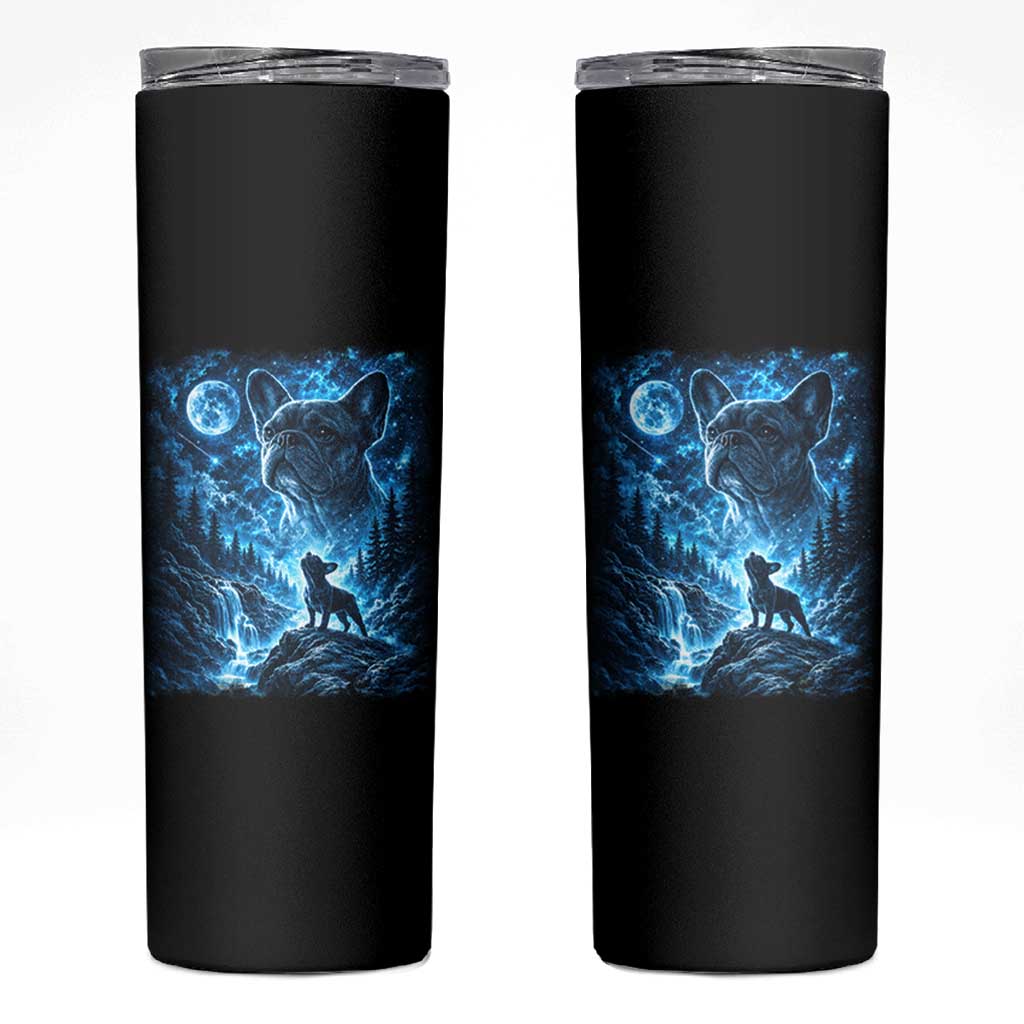 French Bulldog Howling To The Moon Skinny Tumbler Vintage Graphic Dog Lovers Silly Frenchy Bulldog Mom