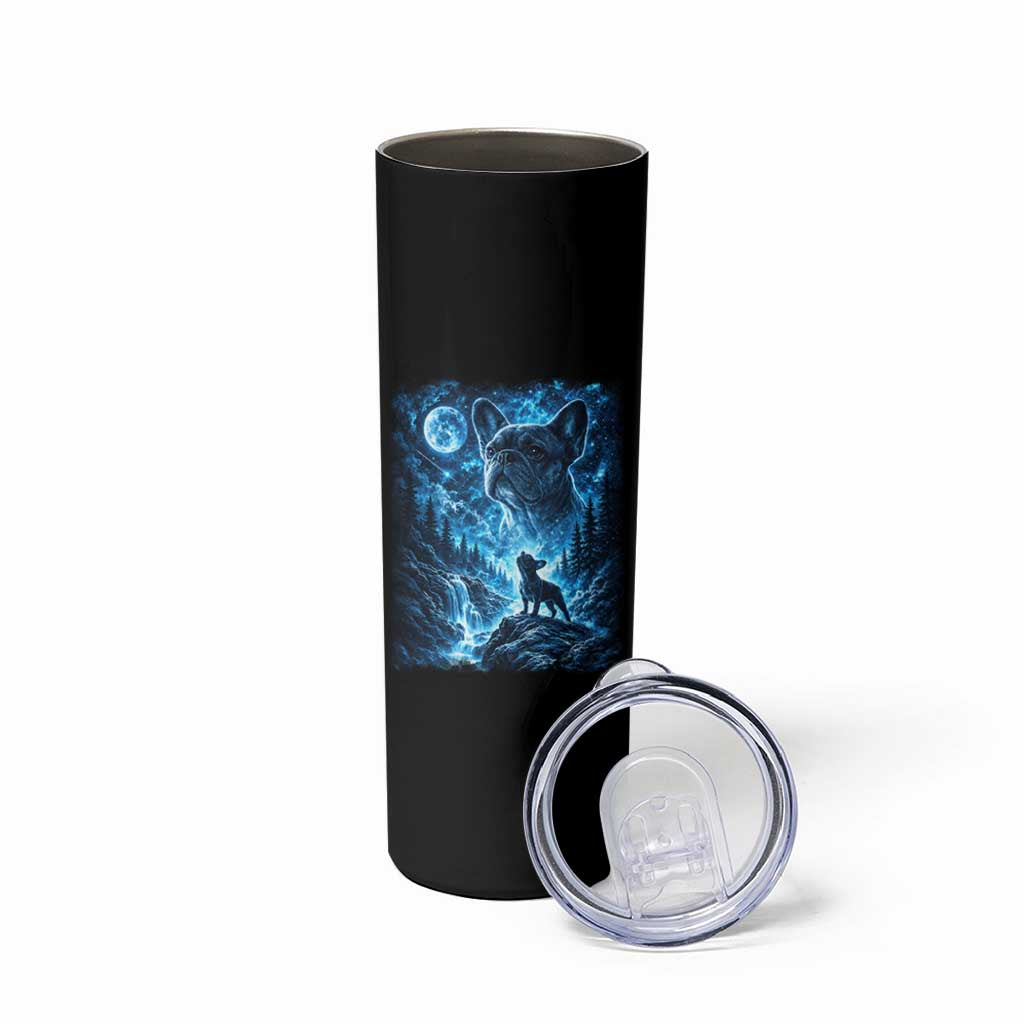 French Bulldog Howling To The Moon Skinny Tumbler Vintage Graphic Dog Lovers Silly Frenchy Bulldog Mom