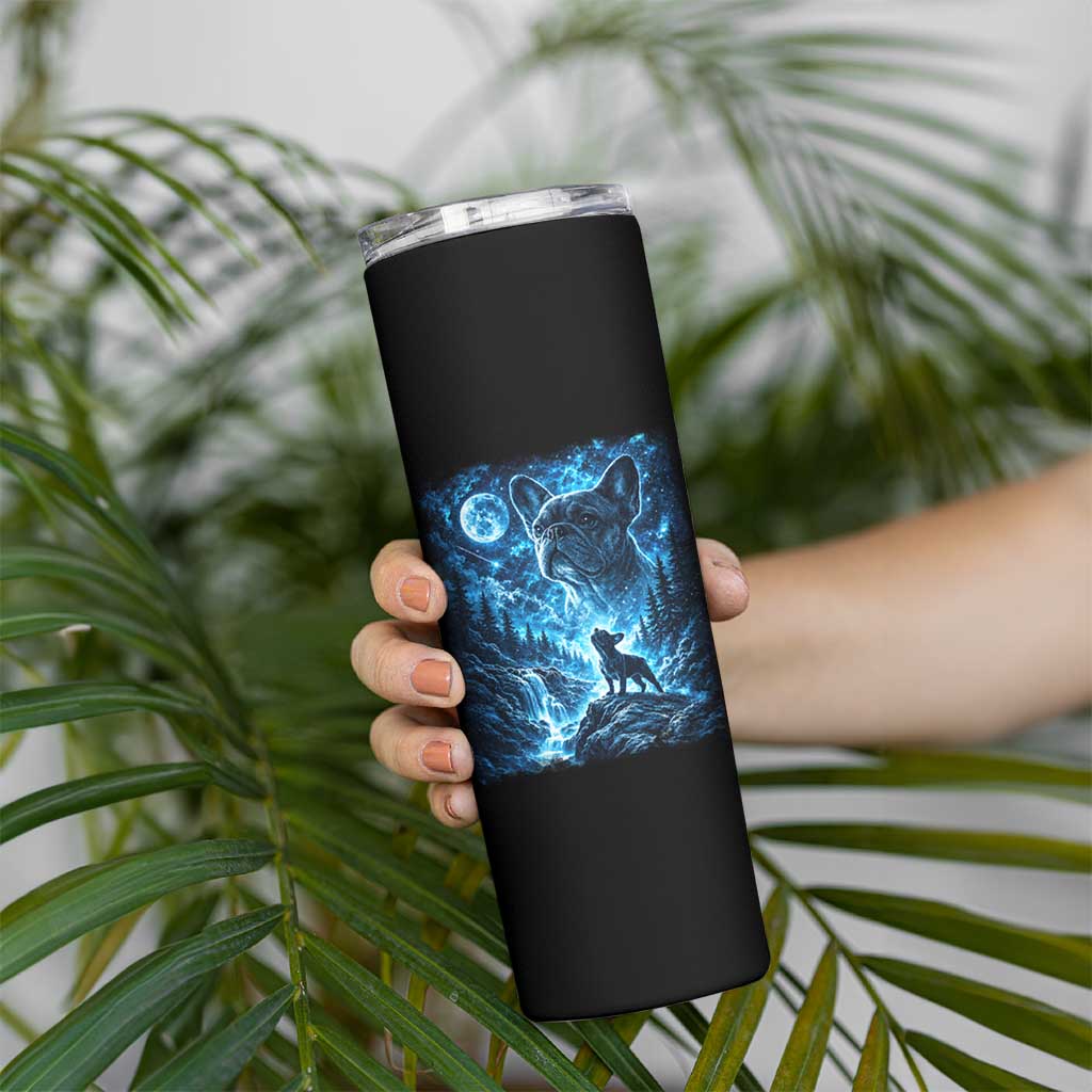 French Bulldog Howling To The Moon Skinny Tumbler Vintage Graphic Dog Lovers Silly Frenchy Bulldog Mom