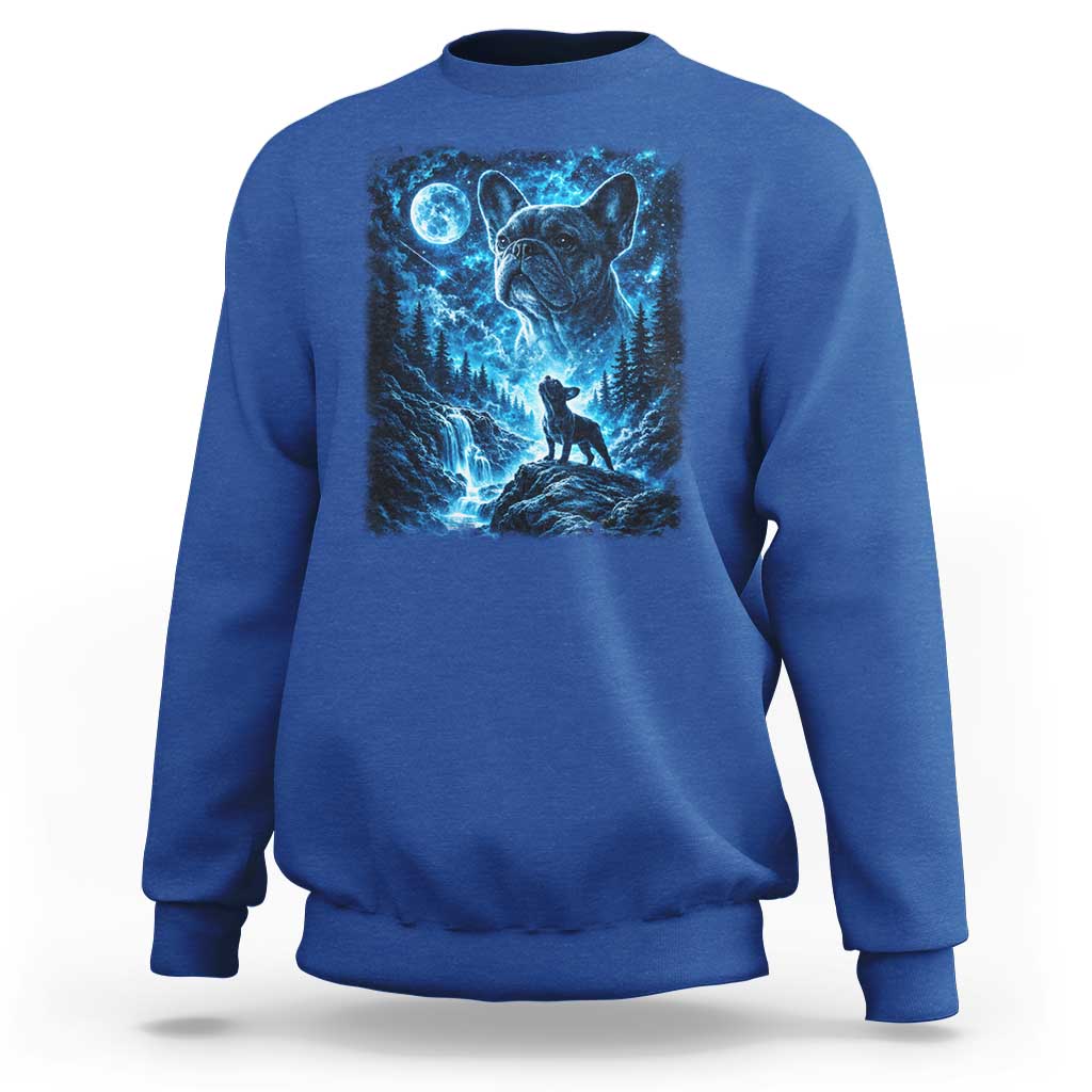 French Bulldog Howling To The Moon Sweatshirt Vintage Graphic Dog Lovers Silly Frenchy Bulldog Mom