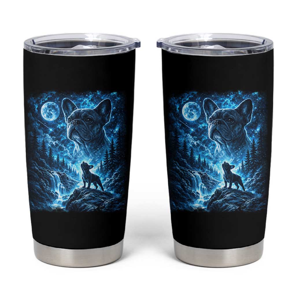 French Bulldog Howling To The Moon Tumbler Cup Vintage Graphic Dog Lovers Silly Frenchy Bulldog Mom