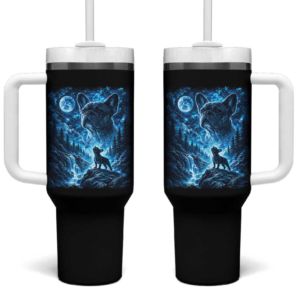 French Bulldog Howling To The Moon Tumbler With Handle Vintage Graphic Dog Lovers Silly Frenchy Bulldog Mom
