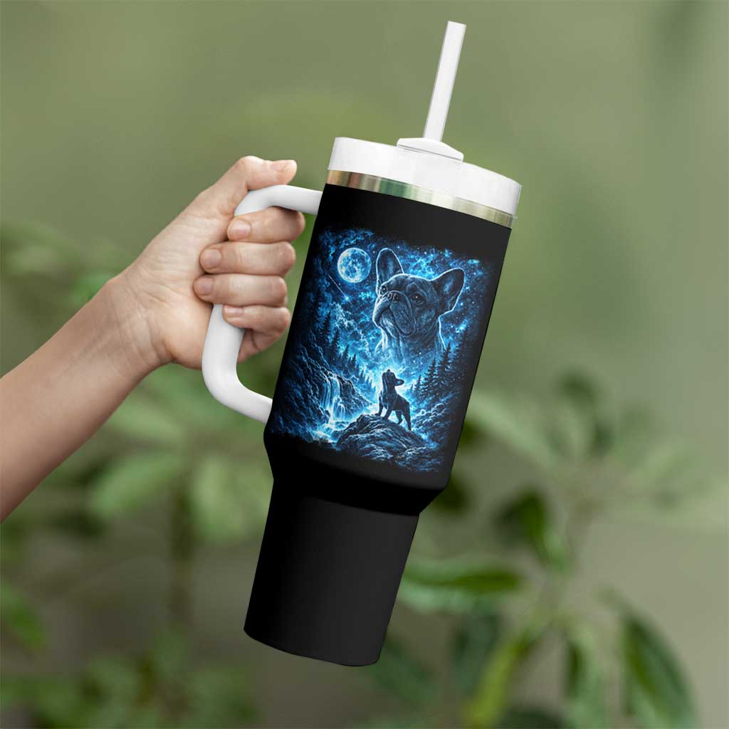 French Bulldog Howling To The Moon Tumbler With Handle Vintage Graphic Dog Lovers Silly Frenchy Bulldog Mom