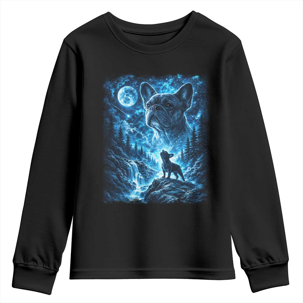 French Bulldog Howling To The Moon Youth Sweatshirt Vintage Graphic Dog Lovers Silly Frenchy Bulldog Mom