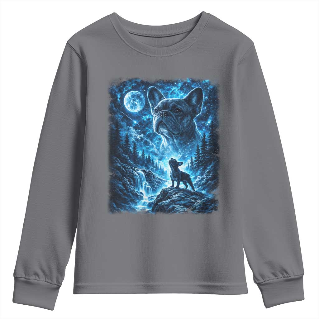French Bulldog Howling To The Moon Youth Sweatshirt Vintage Graphic Dog Lovers Silly Frenchy Bulldog Mom