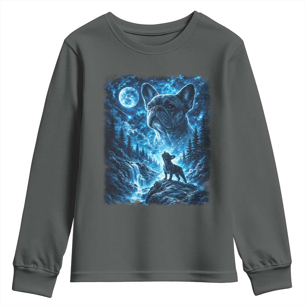 French Bulldog Howling To The Moon Youth Sweatshirt Vintage Graphic Dog Lovers Silly Frenchy Bulldog Mom