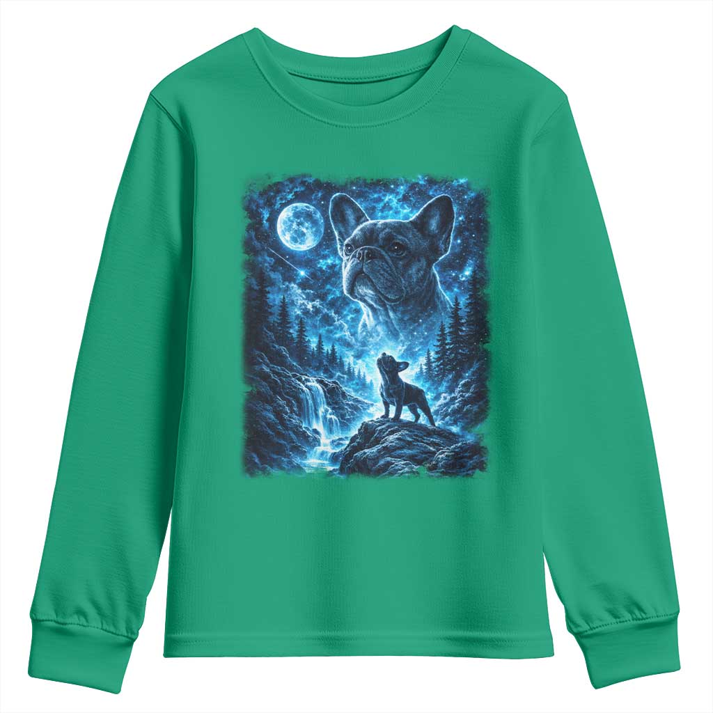 French Bulldog Howling To The Moon Youth Sweatshirt Vintage Graphic Dog Lovers Silly Frenchy Bulldog Mom