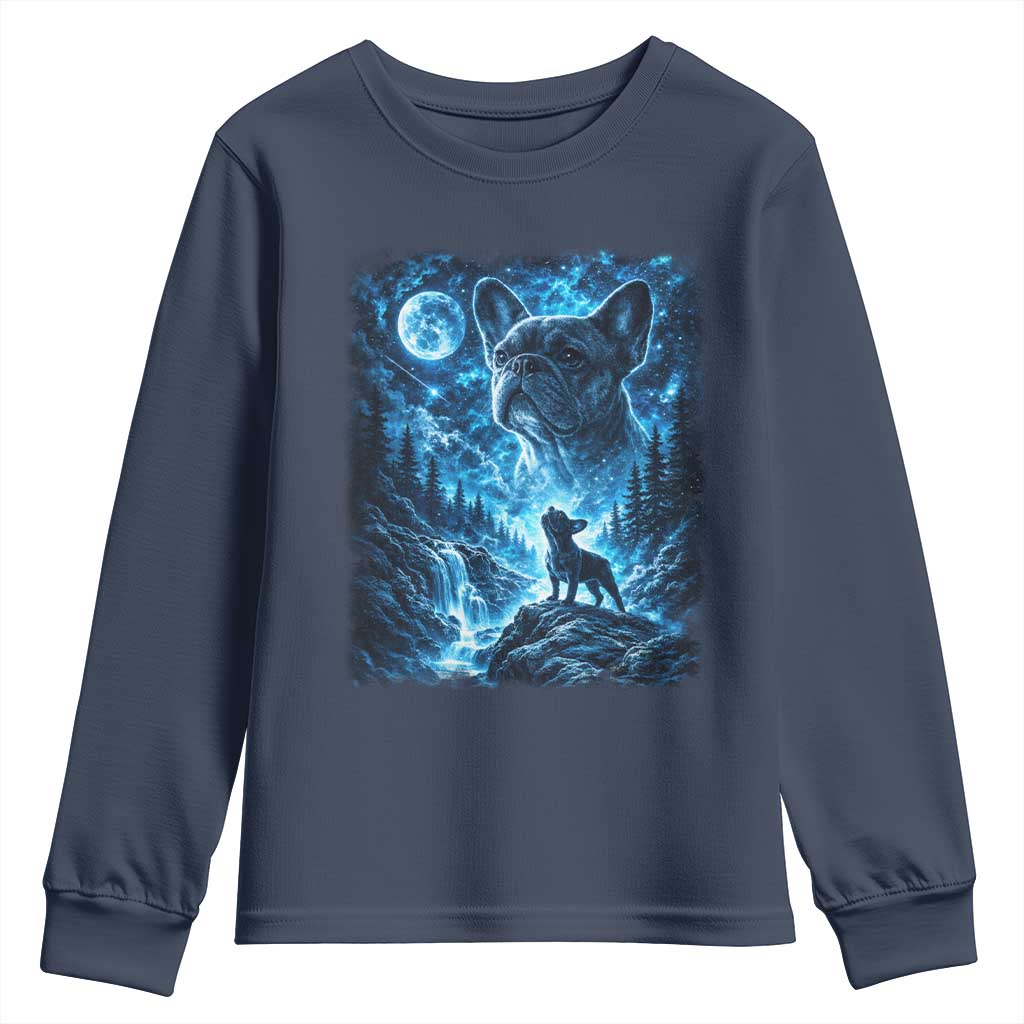 French Bulldog Howling To The Moon Youth Sweatshirt Vintage Graphic Dog Lovers Silly Frenchy Bulldog Mom