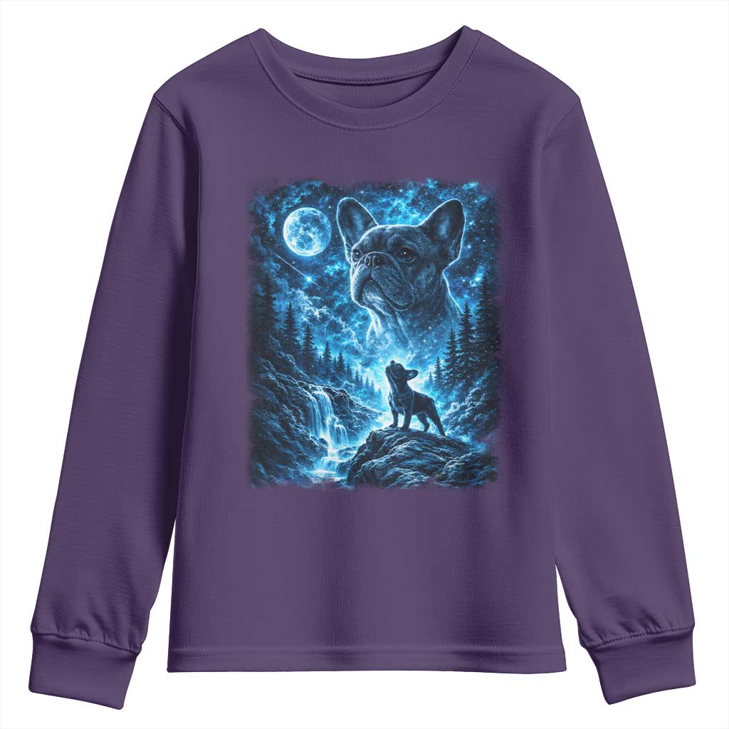 French Bulldog Howling To The Moon Youth Sweatshirt Vintage Graphic Dog Lovers Silly Frenchy Bulldog Mom