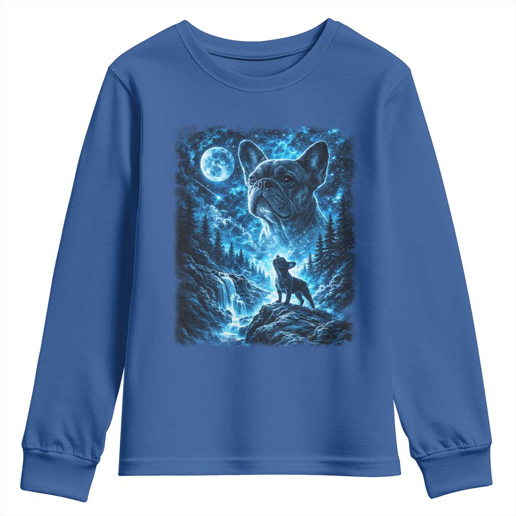 French Bulldog Howling To The Moon Youth Sweatshirt Vintage Graphic Dog Lovers Silly Frenchy Bulldog Mom