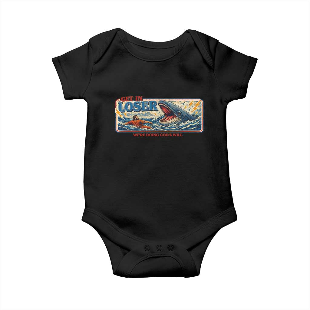Funny Jonah And The Whale Baby Onesie Christian Bible Get in Loser Were Doing Gods Will