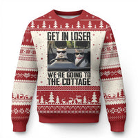 Get In Loser Were Going To The Cottage Ugly Christmas Sweater Funny Cat Gifts Internet Memes