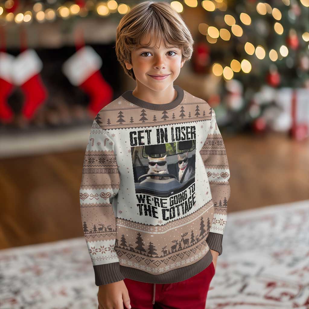 Get In Loser Were Going To The Cottage Ugly Christmas Sweater Funny Cat Gifts Internet Memes