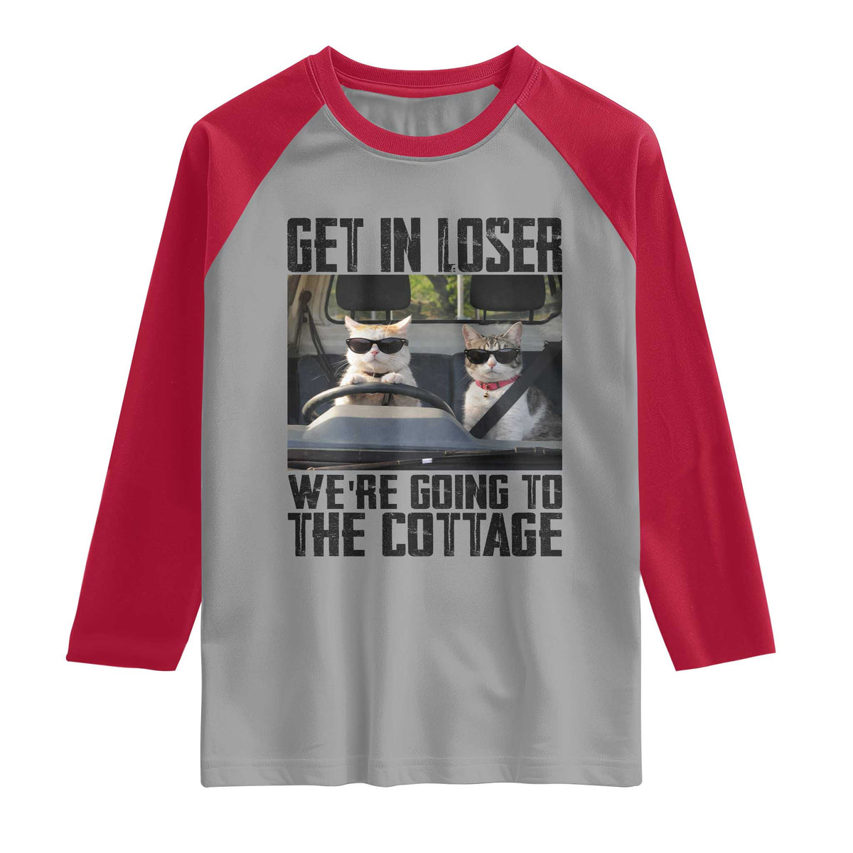 Get In Loser Were Going To The Cottage Raglan Shirt Funny Cat Gifts Internet Memes