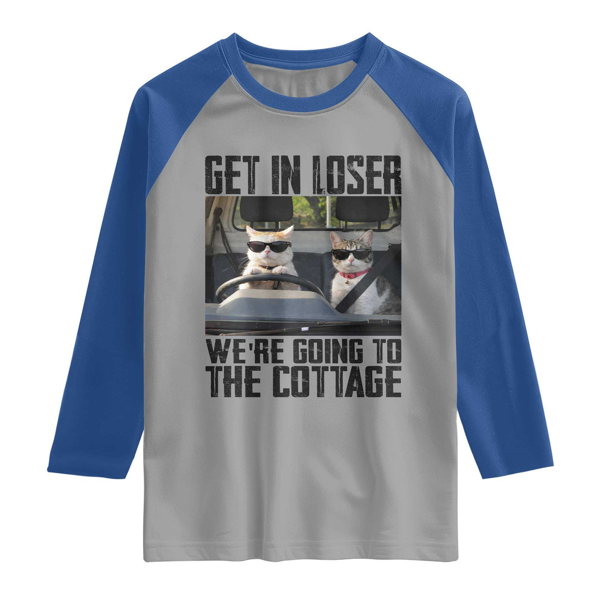 Get In Loser Were Going To The Cottage Raglan Shirt Funny Cat Gifts Internet Memes