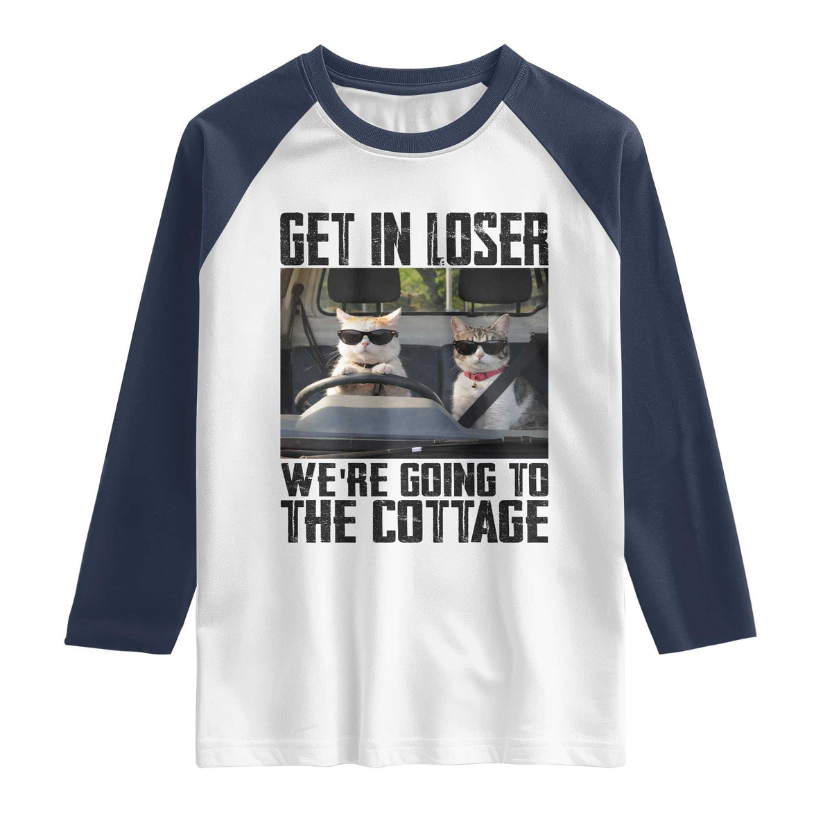 Get In Loser Were Going To The Cottage Raglan Shirt Funny Cat Gifts Internet Memes