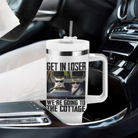 Get In Loser Were Going To The Cottage Tumbler With Handle Funny Cat Gifts Internet Memes