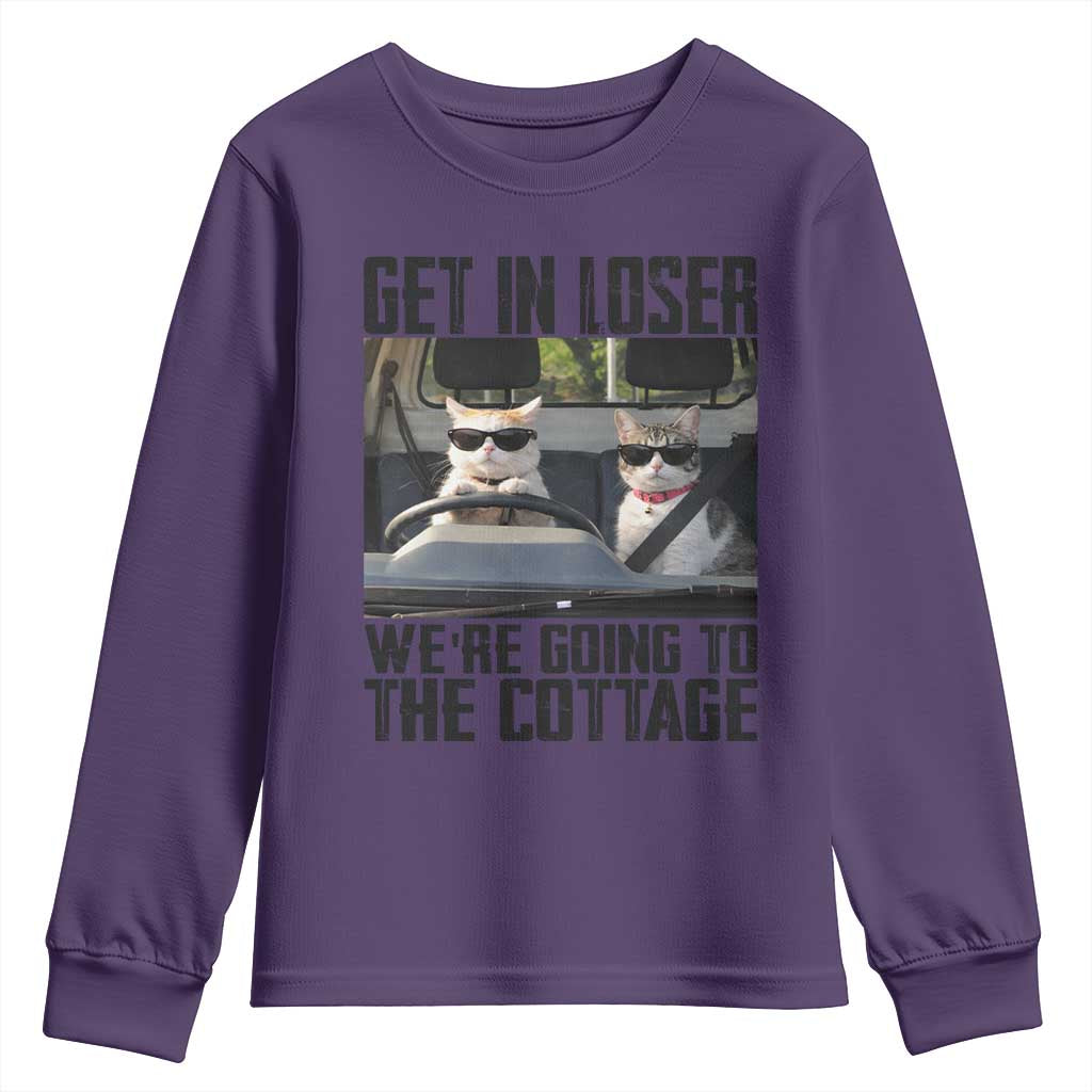 Get In Loser Were Going To The Cottage Youth Sweatshirt Funny Cat Gifts Internet Memes