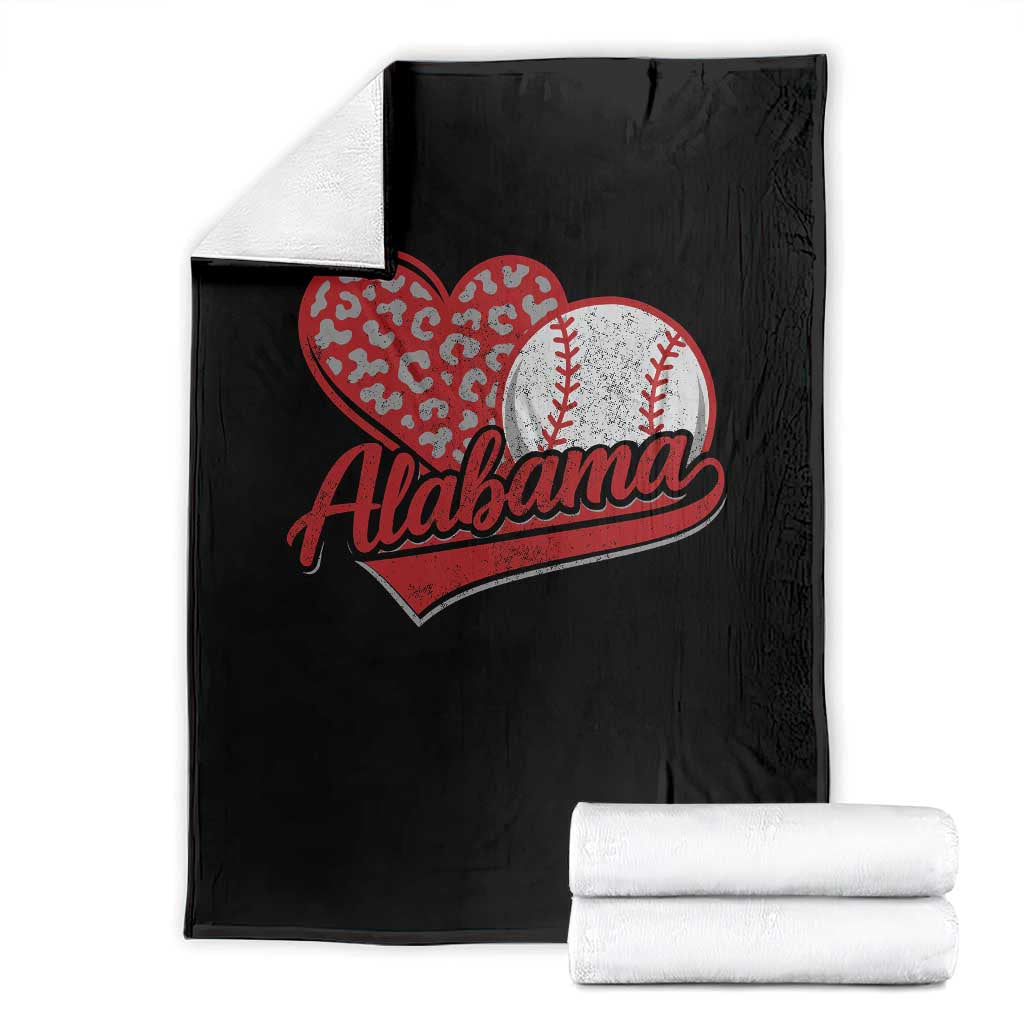 Alabama Fan Throw Blanket AL Baseball Heart Graphic Sports Style 80s 90s