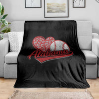 Alabama Fan Throw Blanket AL Baseball Heart Graphic Sports Style 80s 90s