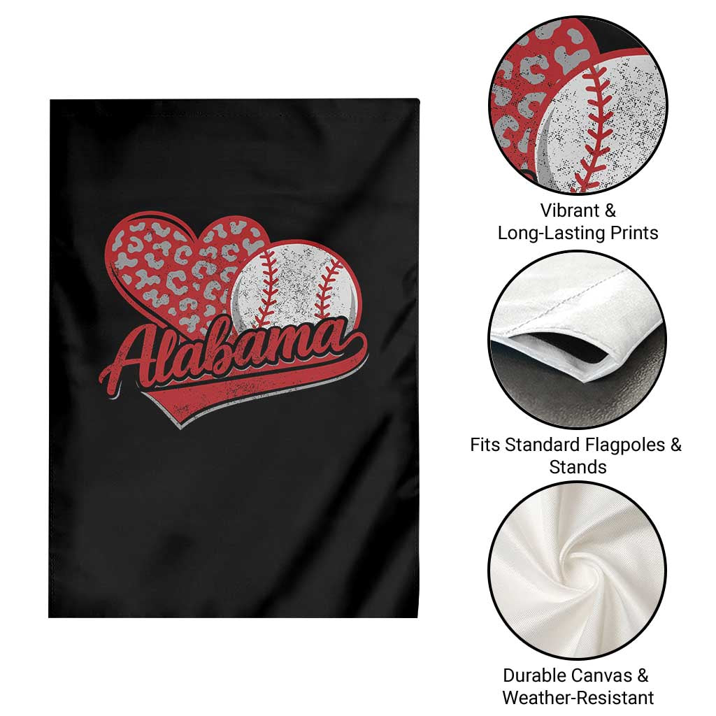 Alabama Fan Garden Flag AL Baseball Heart Graphic Sports Style 80s 90s