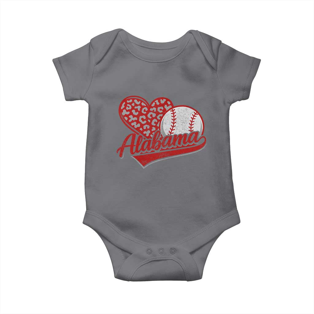 Alabama Fan Baby Onesie AL Baseball Heart Graphic Sports Style 80s 90s