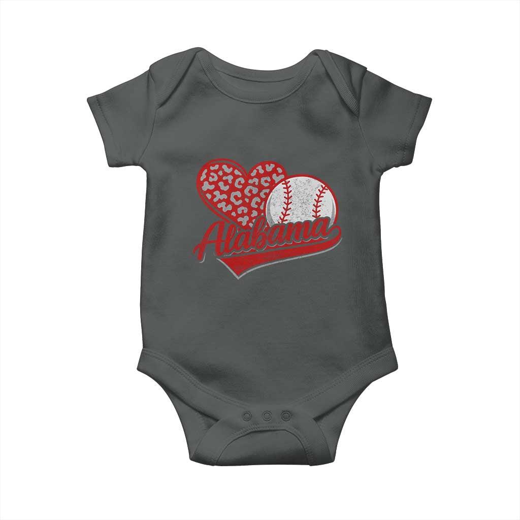 Alabama Fan Baby Onesie AL Baseball Heart Graphic Sports Style 80s 90s