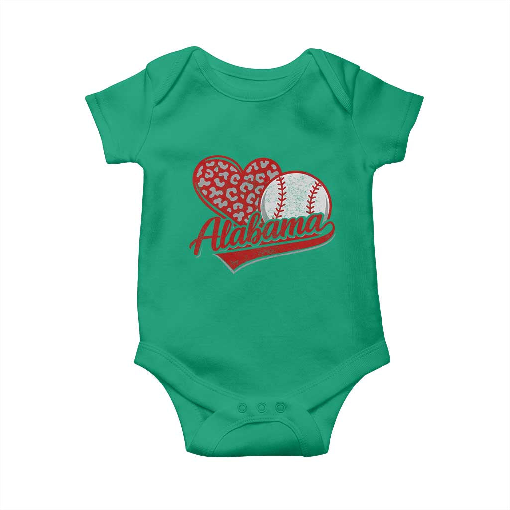 Alabama Fan Baby Onesie AL Baseball Heart Graphic Sports Style 80s 90s
