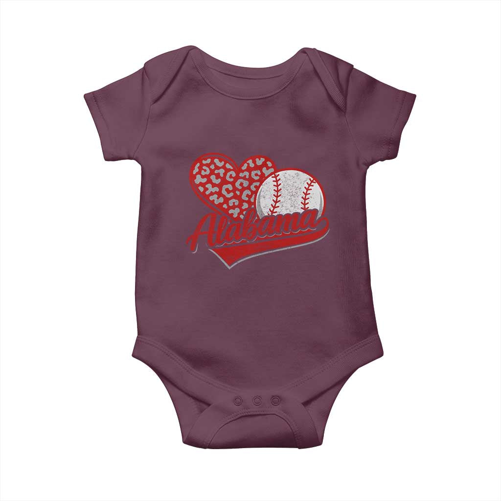 Alabama Fan Baby Onesie AL Baseball Heart Graphic Sports Style 80s 90s